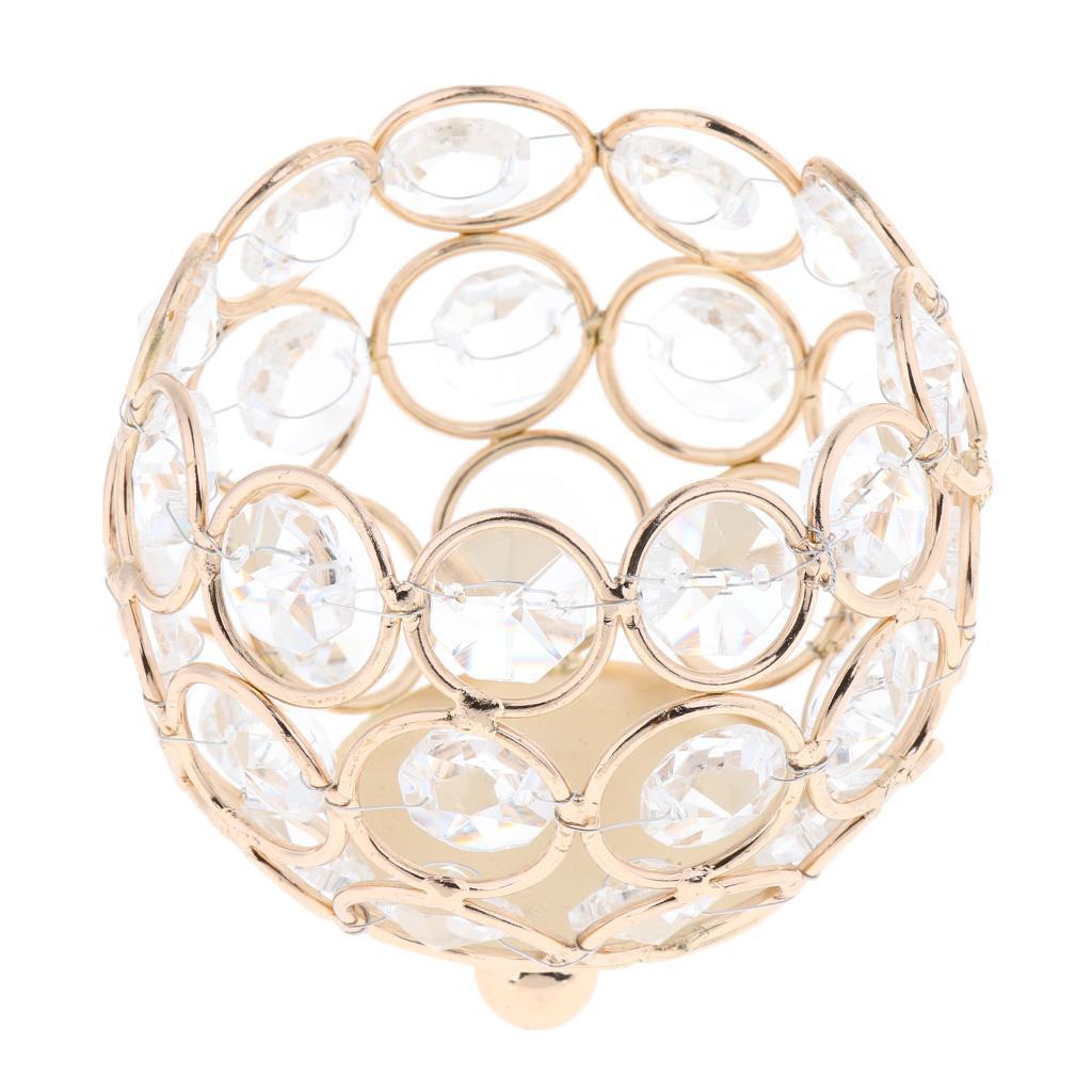 3pcs 3'' Crystal Beads Candle Holder Banquet Candlestick Table Centerpiece