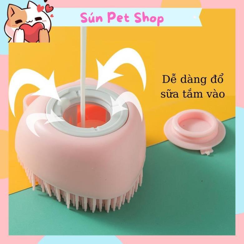 Bàn chải tắm cho chó mèo (Bàn chài tắm Silicon, tạo bọt matxa cho thú cưng)