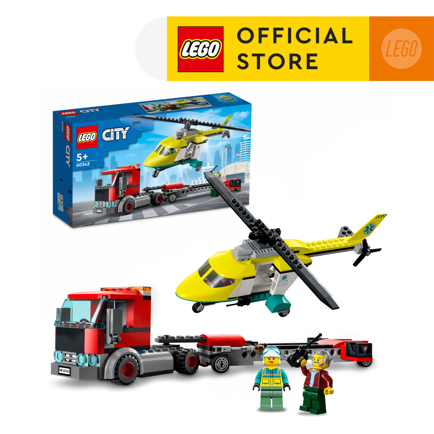 LEGO City 60343 Xe vận chuyển trực thăng cứu hộ (215 chi tiết)