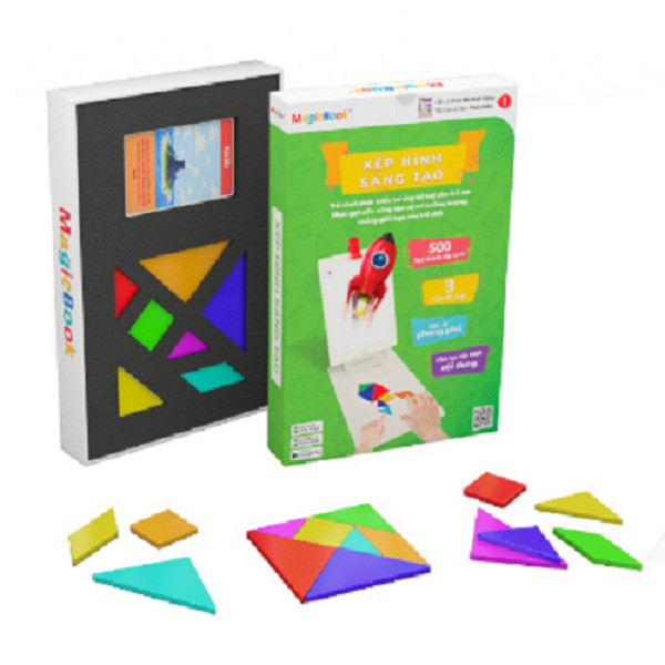 Magicbook Combo L-Box3: Bộ Vẽ Hình + Bộ Tiếng Việt + Bộ Xếp Hình Sáng Tạo