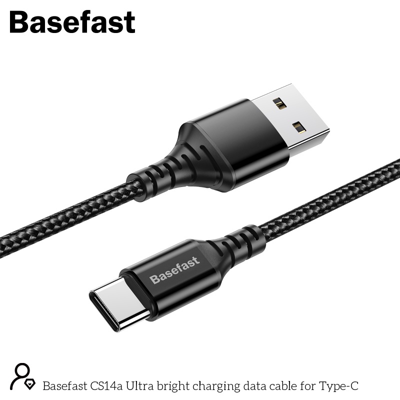 Dây sạc TypeC Chính hãng Basefast - Cáp bọc dù sạc nhanh cho máy Android , samsung , xiaomi CS14A - Hàng Chính Hãng