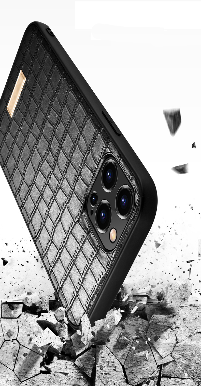 ỐP LƯNG DA VÂN CÁ SẤU BẢO VỆ CAMERA, CHỐNG SỐC cho điện thoại Iphone 12 / Iphone 12 Pro – Hàng Chính Hãng