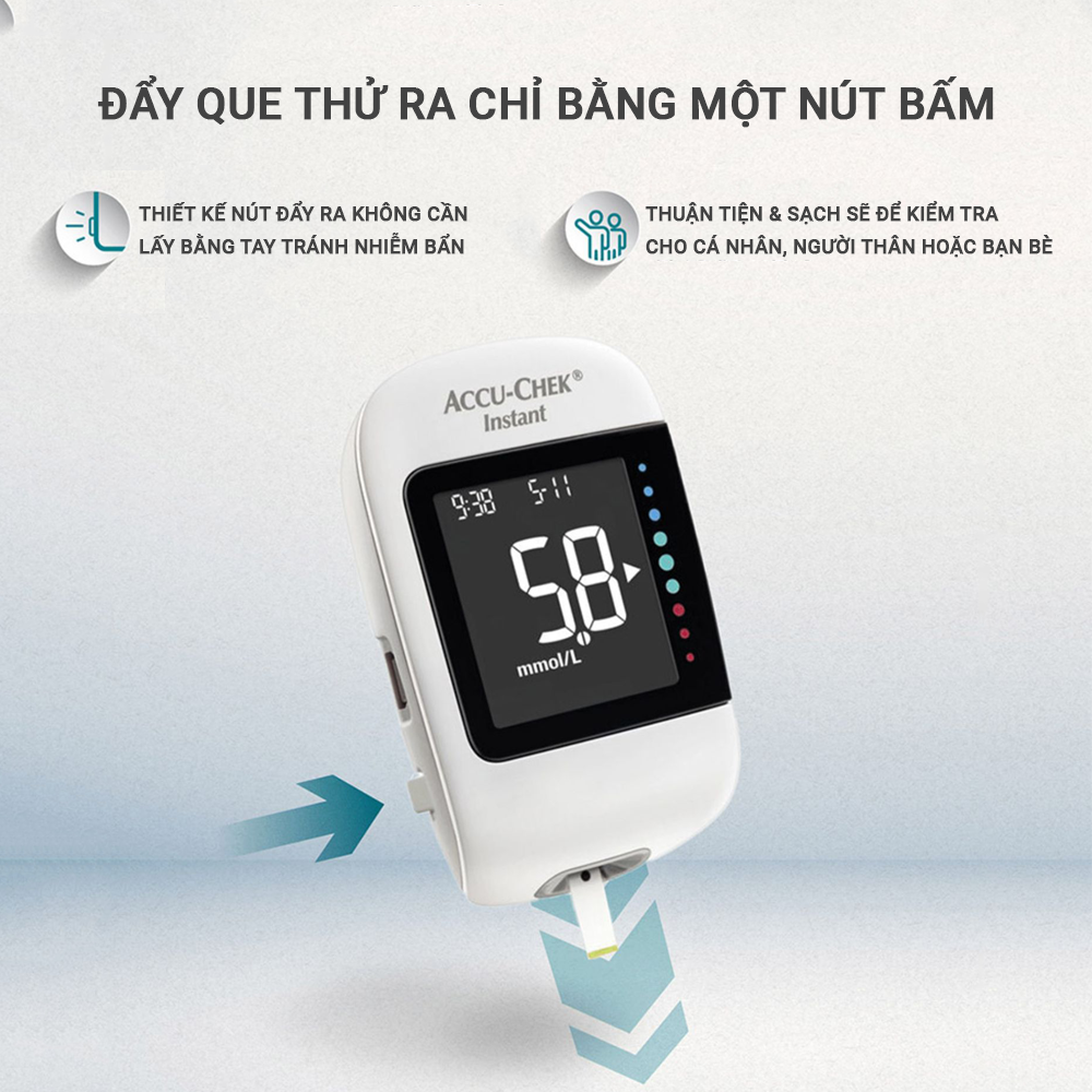 Máy Đo Đường Huyết ACCU-CHEK Instant Đo Được 4 Loại Mẫu Máu, Có Kết Nối Bluetooth - Chưa Có Que Thử