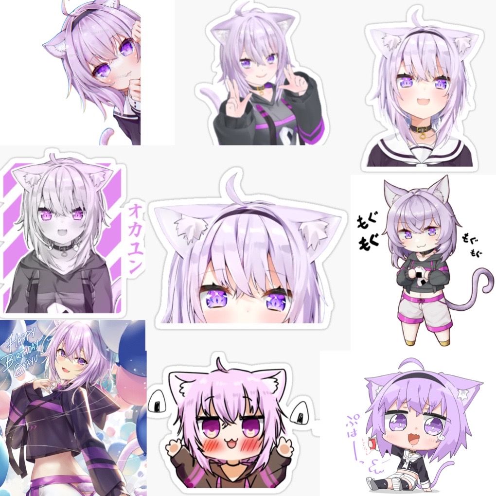 Sticker okayu Hololive 30-60 hình ép lụa khác nhau/ Hình dán okayu Hololive