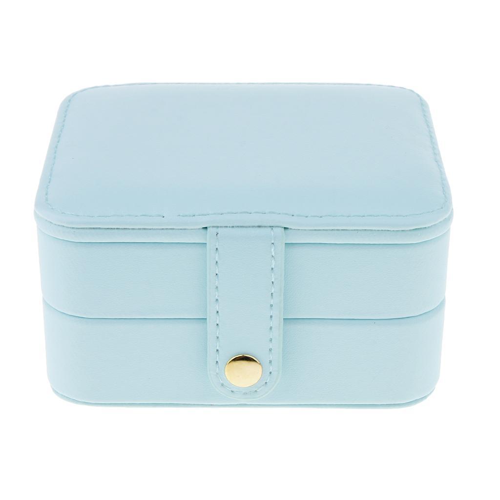 Portable Leather Double Layer Travel Earrings Jewelry Box Storage