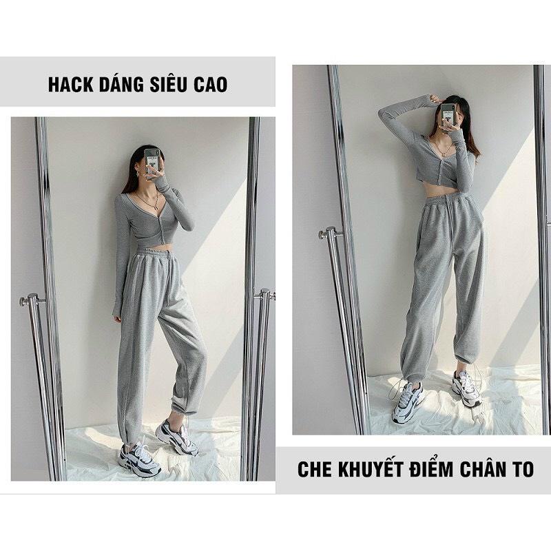 Quần Nỉ jogger Basic Dây rút bo gấu ống rộng phong cách hàn