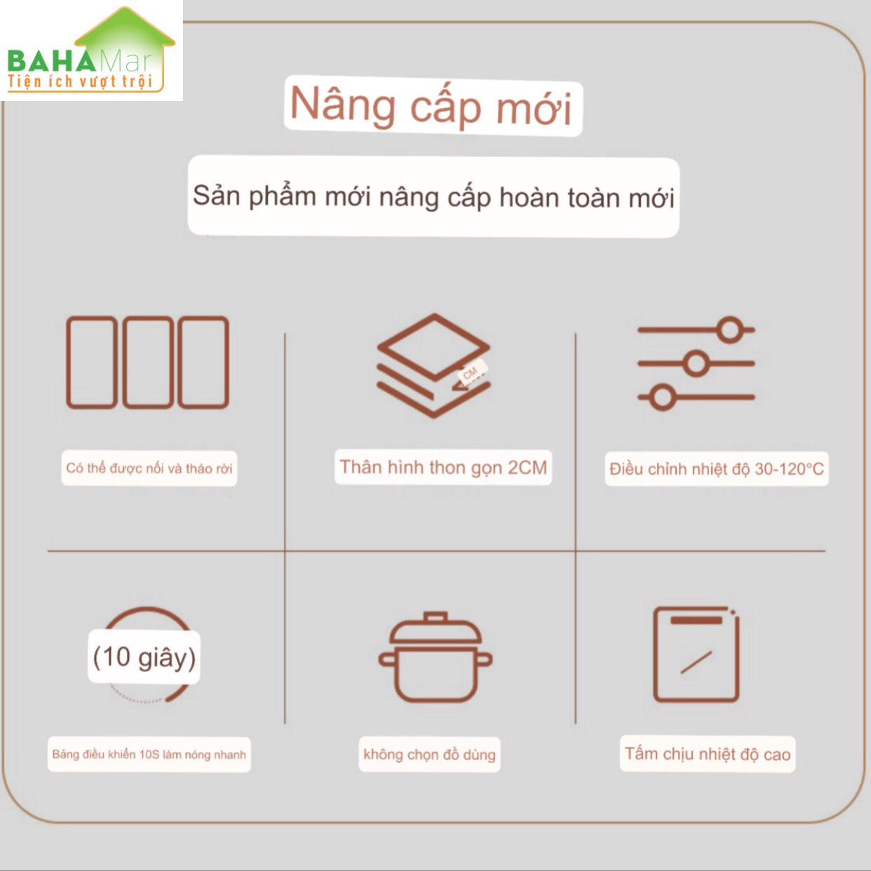 MÂM GIỮ NHIỆT THÔNG MINH HÂM NÓNG MÓN ĂN "BAHAMAR" giữ nhiệt đa năng dùng phù hợp mọi chất liệu nồi, bát, đĩa, thích hợp với nhiều loại nồi đáy phẳng chịu nhiệt cao