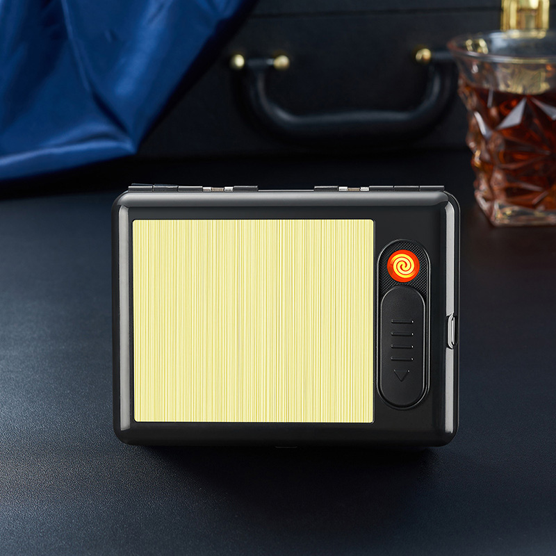 Bật Lửa Điện Kiêm Hộp Đựng Thuốc Kẹp 20Đ Vân Xước - Sạc Điện