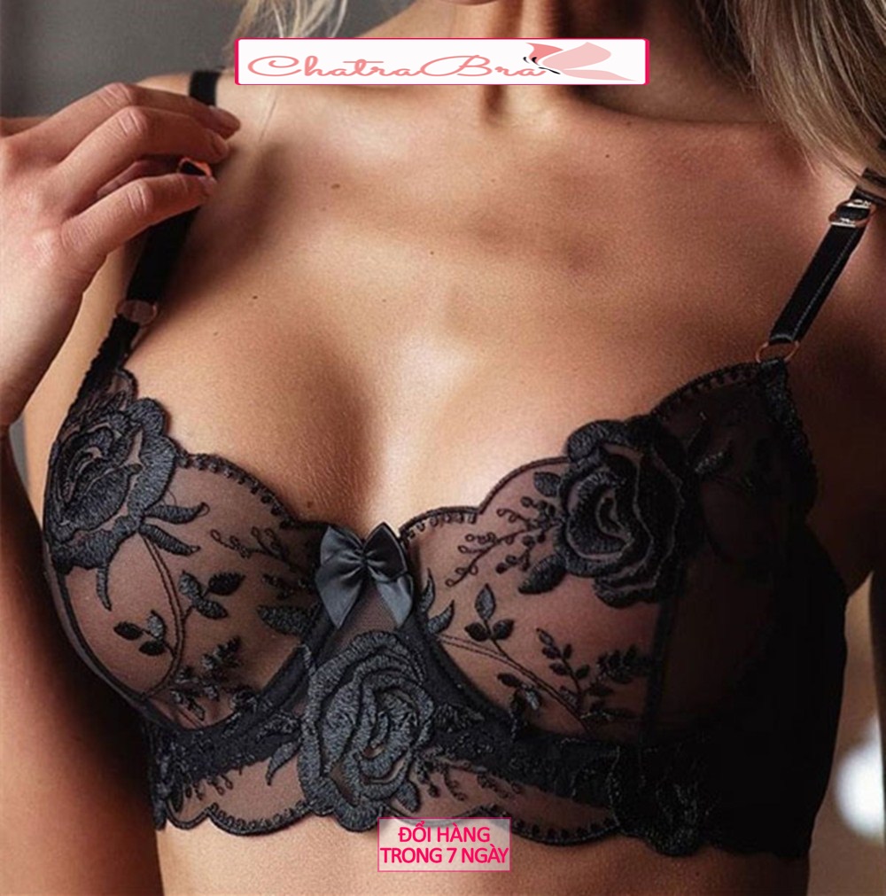 Set bộ đồ lót lingerie lọt khe voan hoa xuyên thấu cao cấp 