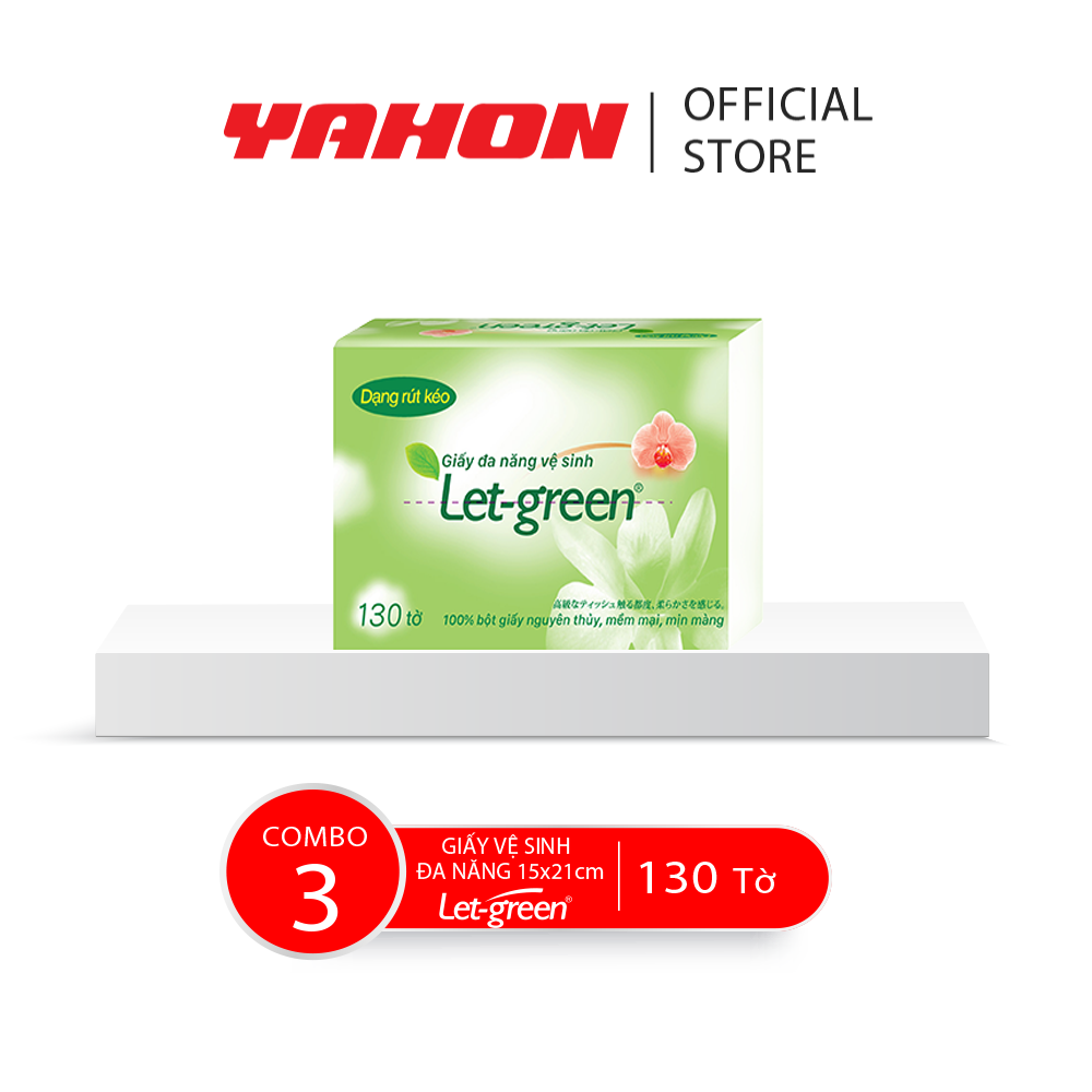 Combo 3 Bao Giấy Vệ Sinh Đa Năng LET-GREEN 15*21cm, 130 Tờ/Bao