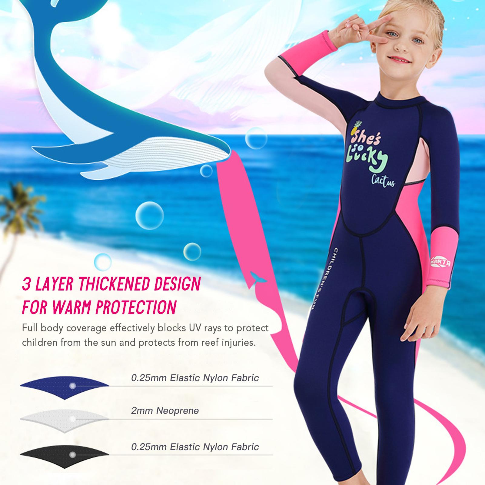 Bộ đồ bơi lặn một mảnh dài tay có dây kéo an toàn cho bé gái