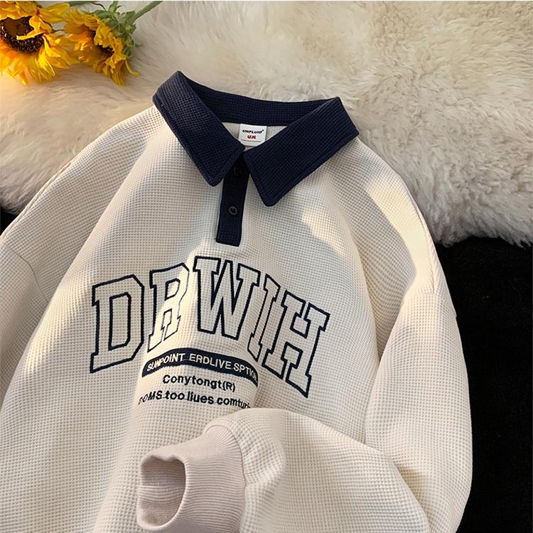 Áo polo tay dài DRWIH - Áo Sweater Unisex Form Rộng - Vải tổ ong Phong Cách Ulzzang – MayLinh Shop