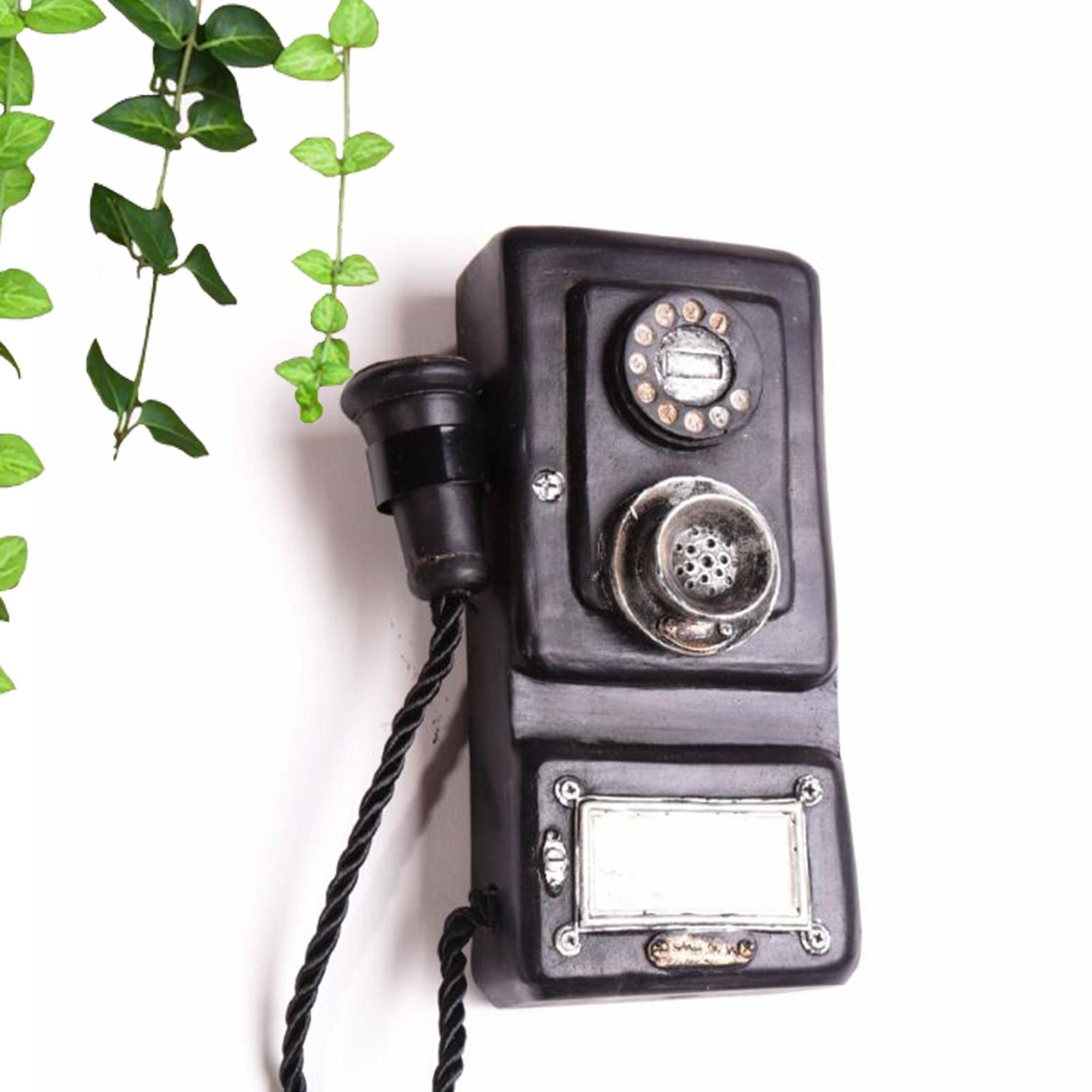 Retro Telephone Wall Art Sculpture Artwork Corded Phones Antique Rotary Dial Telephone for Window Display Hotel Shop Gifts Decors