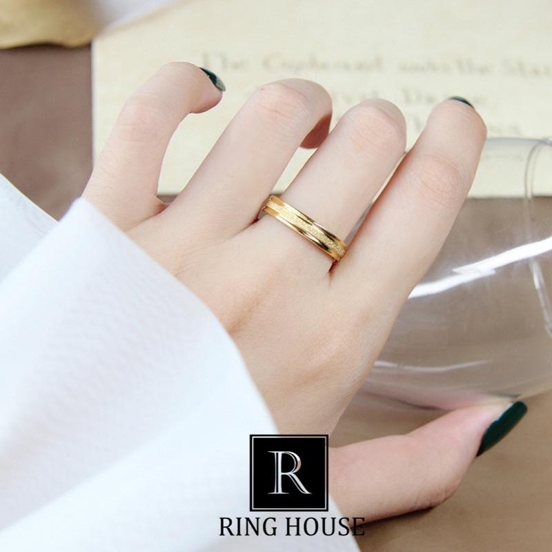 Nhẫn titan nữ nam nhẫn cặp đôi nhám sáng ngang 4mm đẹp Ring Hous