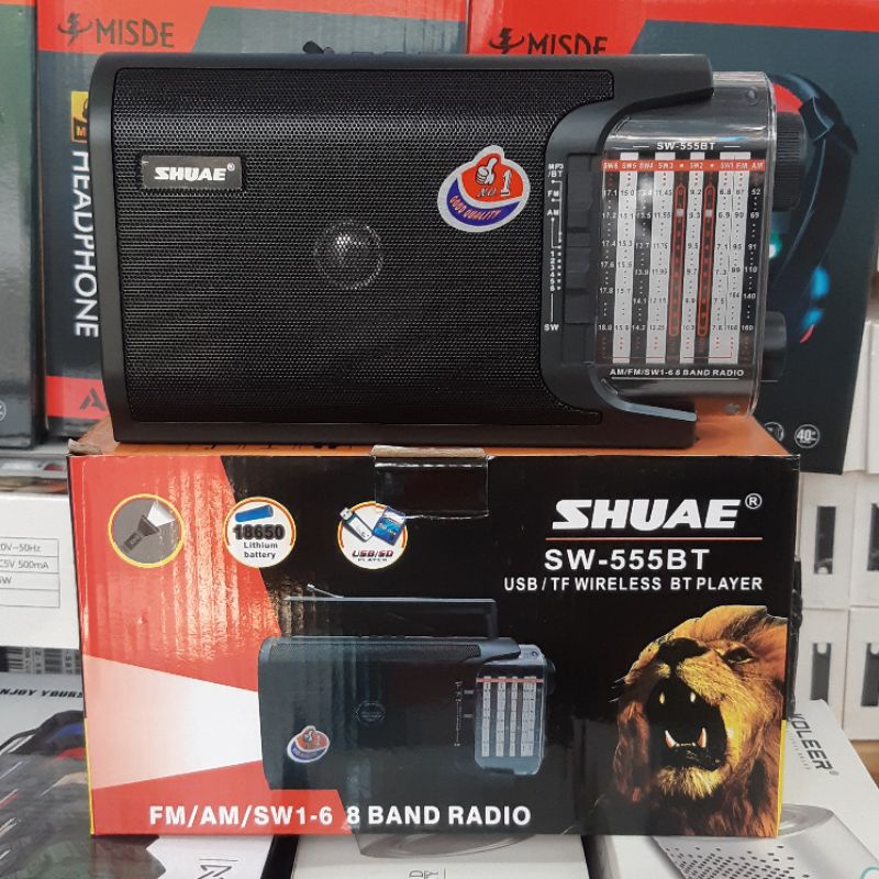 Đài radio SHUAE SW-555BT FM-AM-SW, bluetooth-USB-Thẻ nhớ-Hàng Chính Hãng