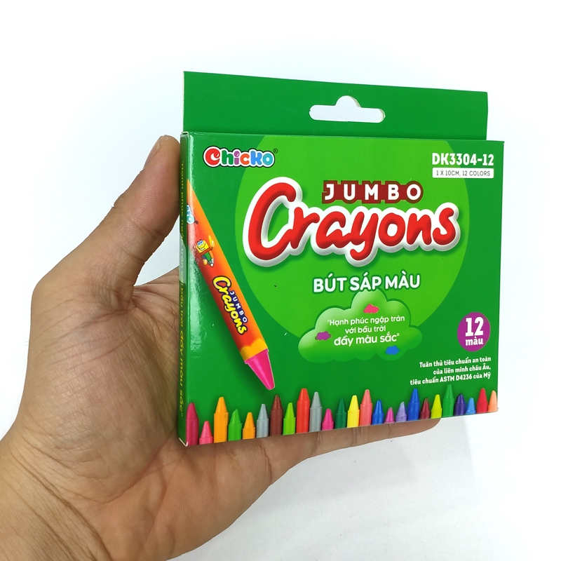 Bút Sáp Màu Chicko Jumbo Crayons - 12 Màu - DK3304-12