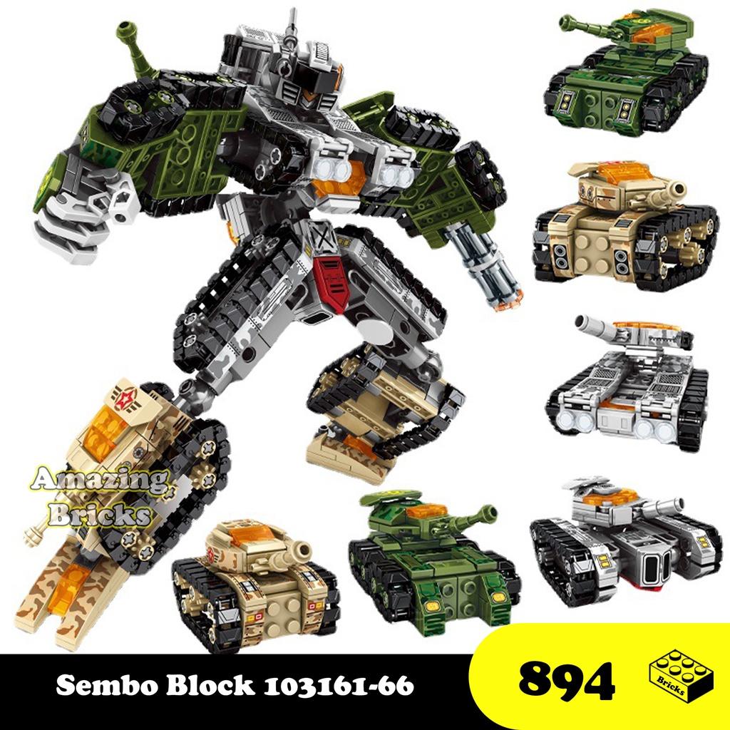 Đồ chơi Lắp Ráp Robot Xe Tăng Biến Hình Bộ 6 hộp, Sembo Block 103161-66, Xếp hình thông minh