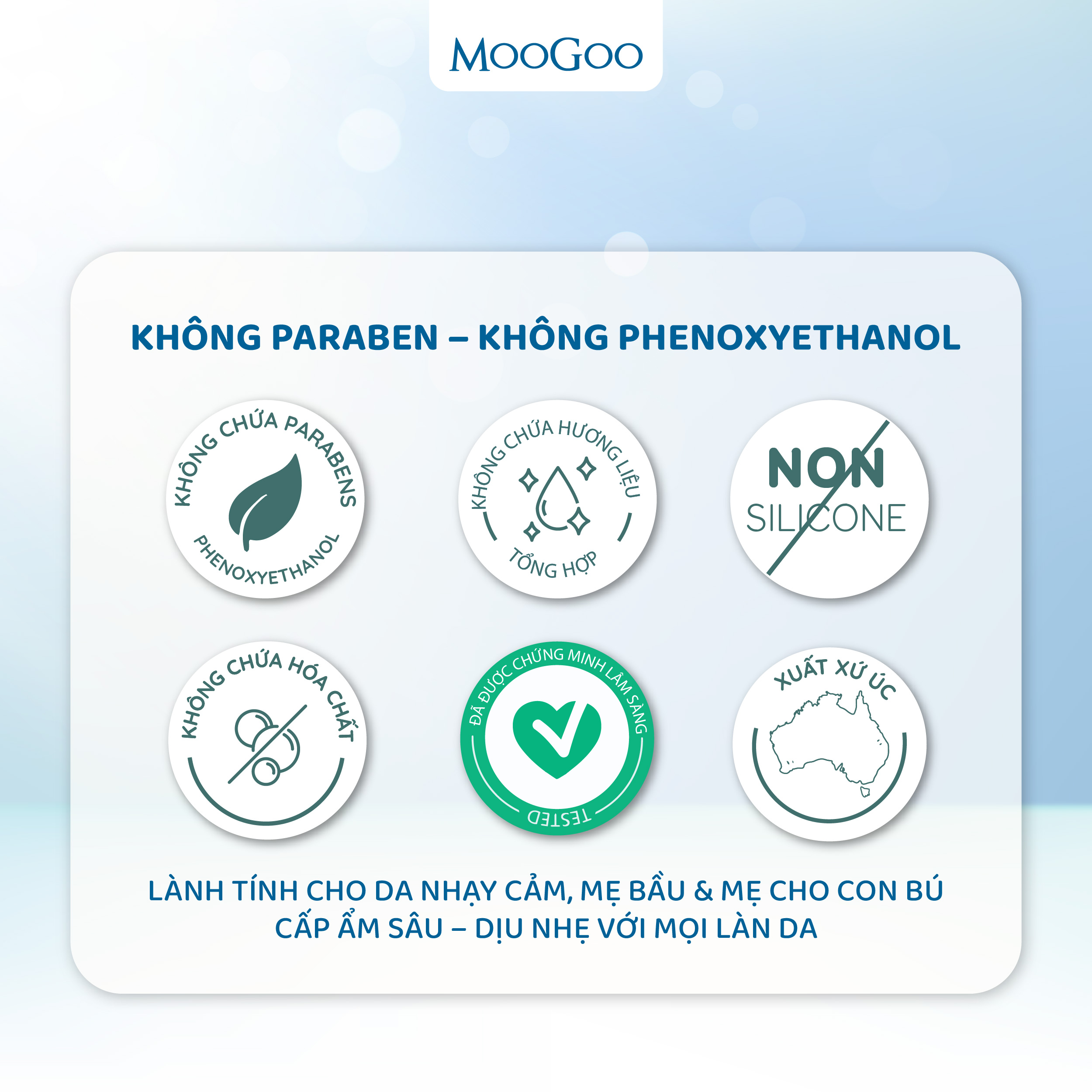 Serum Tinh Chất Cấp Ẩm &amp; Tái Tạo Da Hyaluronic Acid và Niacinamide 25ml MooGoo cho da nhạy cảm - hàng Úc