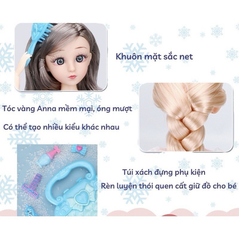 Bộ Đồ Chơi Búp Bê Elsa, Bộ Trang Điểm Đa Dạng Cùng Hơn 10 Mẫu Váy, Quà Tặng Hot Cho Bé Gái