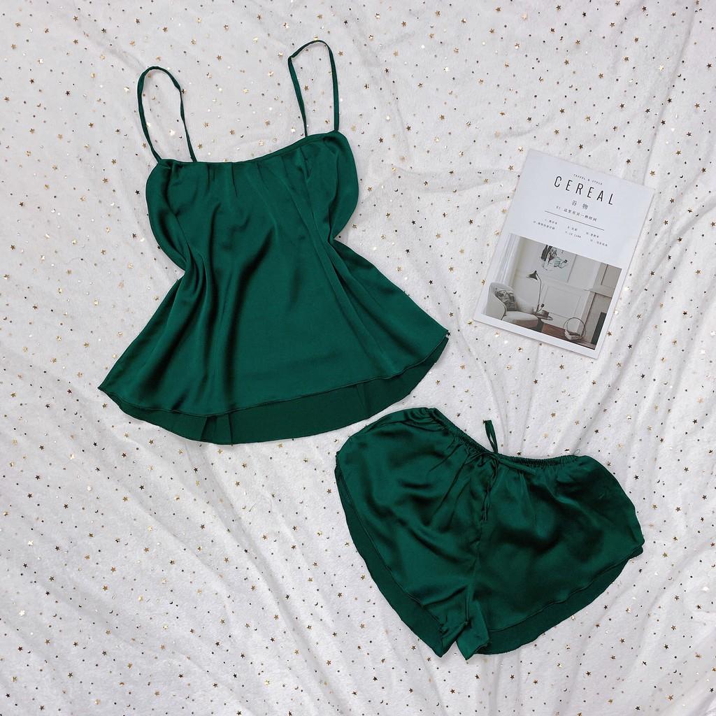 Đồ ngủ sexy 2 dây chất satin mặc ngủ mát mẻ thoải mái Freesize