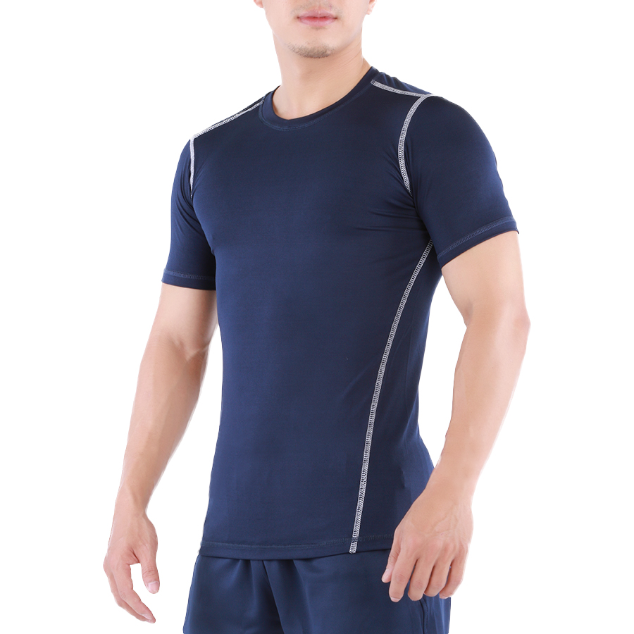 Áo Base Layer Tập Gym Nam Tay Ngắn Xanh Navy Unique