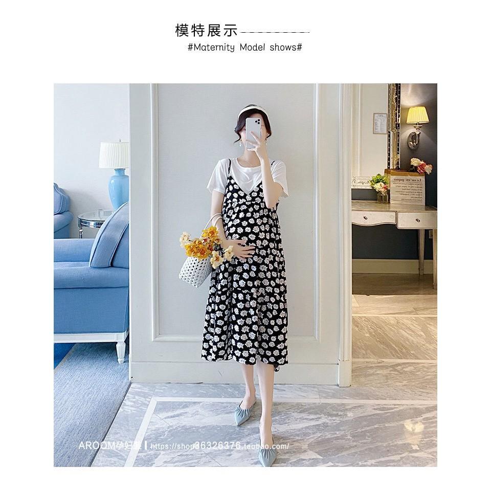 Váy bầu xinh dáng yếm chất lụa nhẹ 45-68kg Video