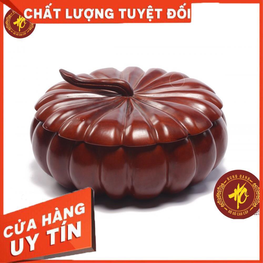 KHAY ĐỰNG BÁNH KẸO QUẢ BÍ NGÔ - GỖ HƯƠNG ĐỤC TAY LIỀN KHỐI