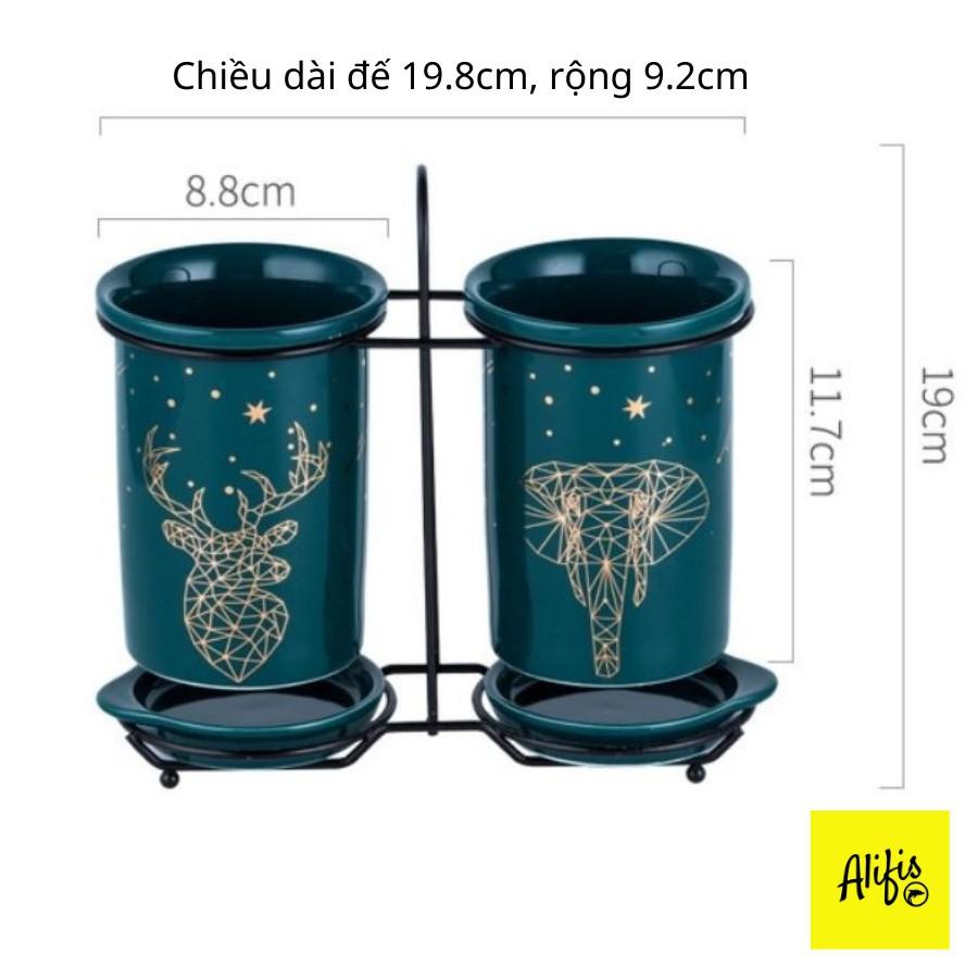 Ống đựng đũa thìa bằng sứ cao cấp phong cách Bắc Âu – xanh cổ vịt sang trọng – HÀNG CÓ SẴN
