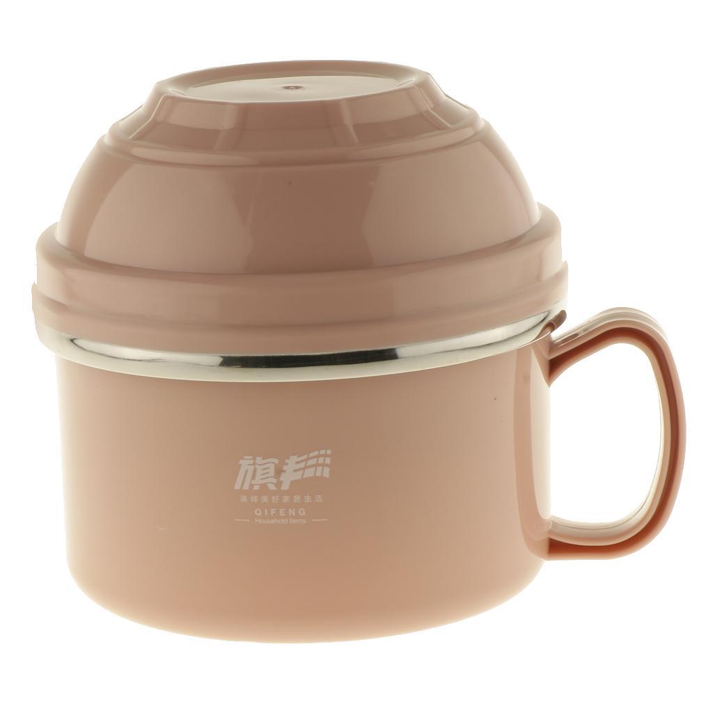 Stainless Steel Double Wall Thermal Bento Lunch Box Noodle Bowl 1200ML Pink
