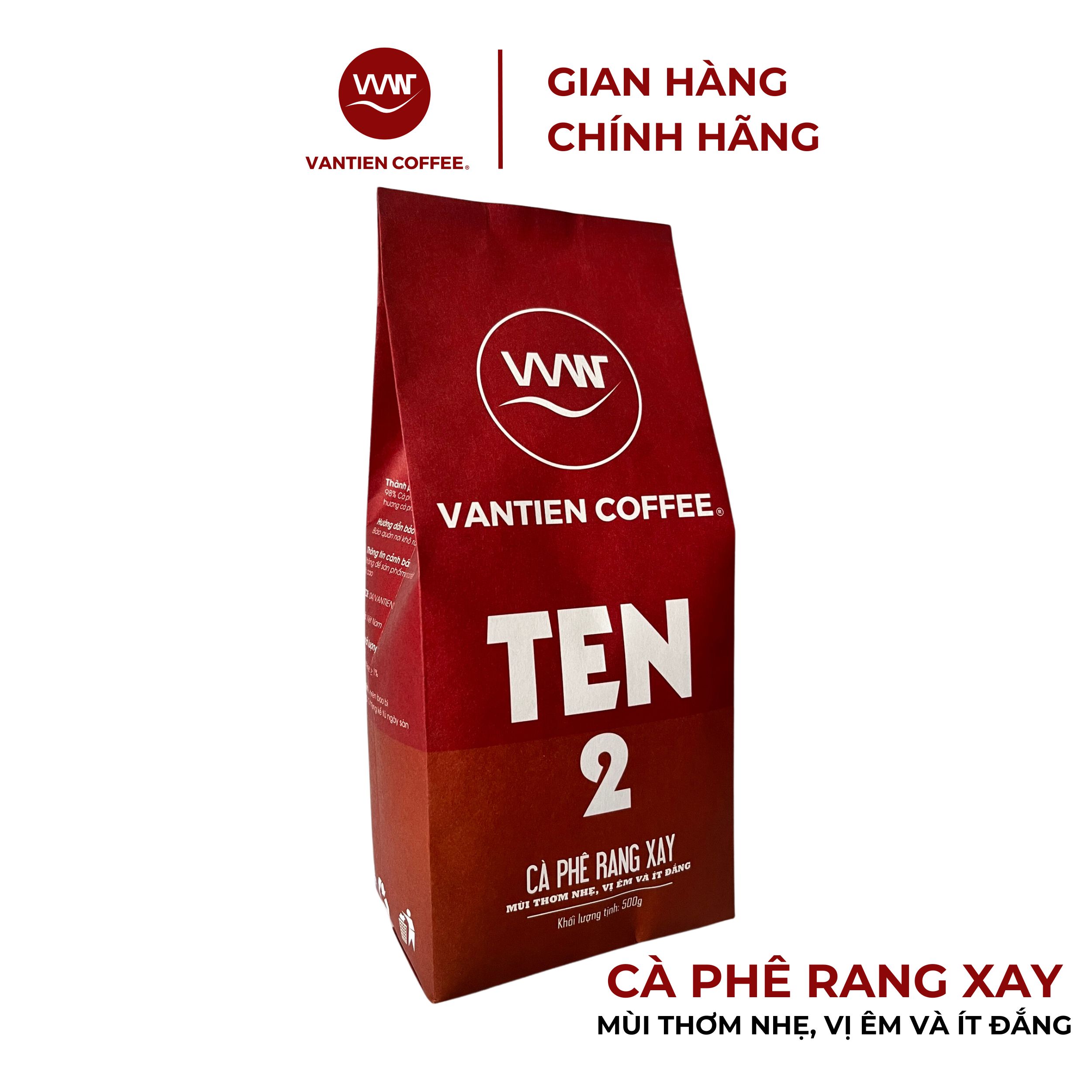 Combo 2 gói Cà phê rang xay Vantien Coffee Ten 2 mùi thơm nhẹ, vị êm và ít đắng 500g/gói