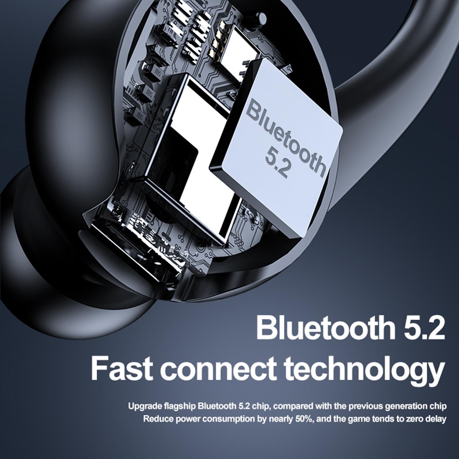 T10 Bluetooth Headset Ear Hook Sweatproof Headphone Stereo Single Ear in-Ear Earbuds for Gym Gaming Cycling Outdoor Indoor Noise Cancelling