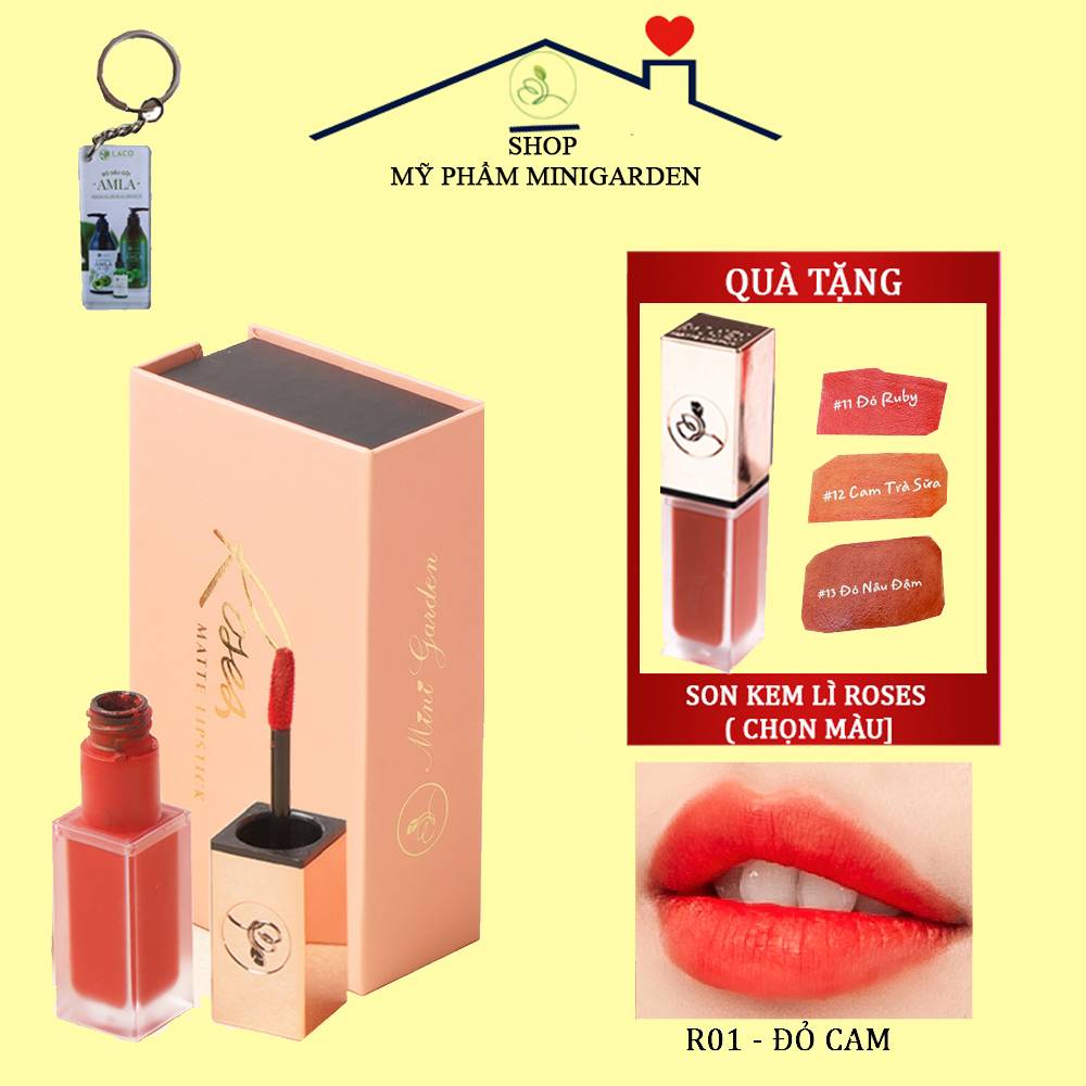 Son Kem Lì Roses Matte Lipstick MINIGARDEN TẶNG kèm 1 son roses chọn màu + móc khóa