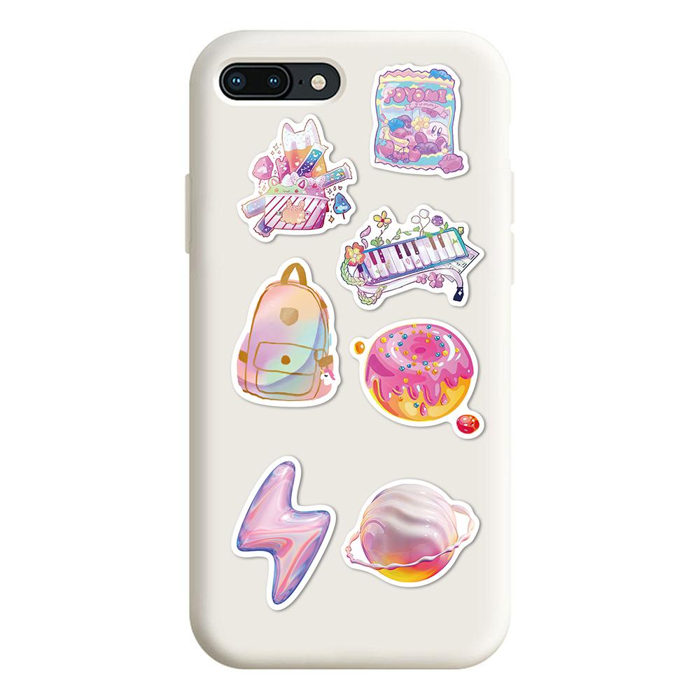Sticker tím hồng pastel hoạt hình cute trang trí mũ bảo hiểm, guitar, ukulele, điện thoại, sổ tay, laptop-mẫu S70