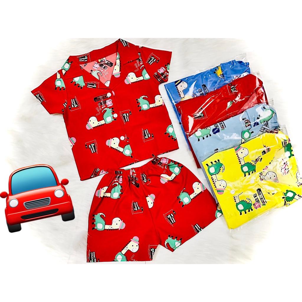 (3 bộ 3 màu 3 họa tiết khác nhau) Combo 3 Bộ Lụa Pijama Tay Ngắn Bé Trai