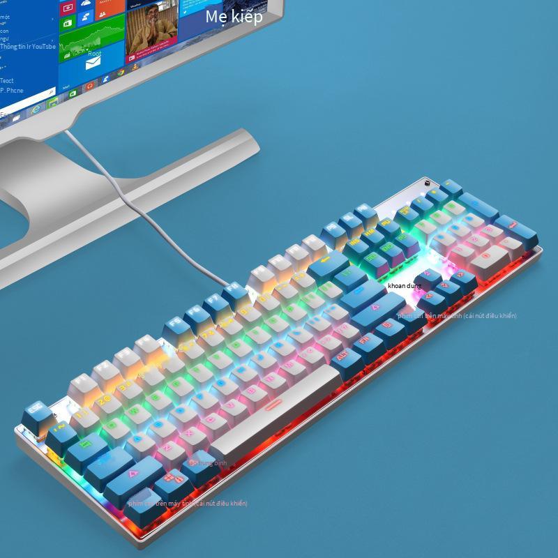 Phong Cách Mới Nhất Crack K660 Thực Bàn Phím Cơ USB Trò Chơi Có Dây Dạ Quang RGB Máy Tính Trục Xanh Bàn Phím Cơ ebay