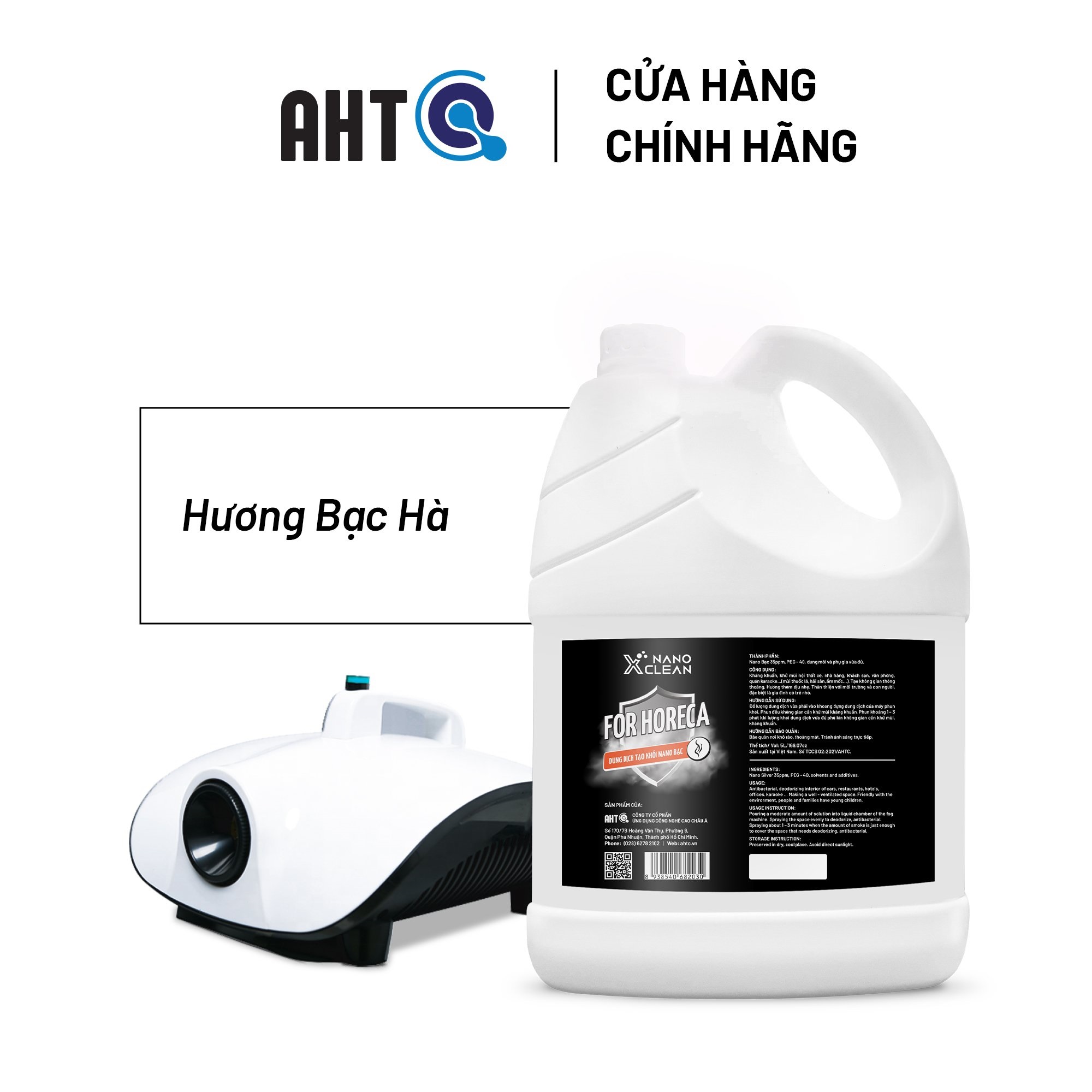 Dung Dịch Tạo Khói Khử Mùi, Diệt Khuẩn Nano Xclean Nano Bạc Horeca 5 Lít AHT Corp - Sử Dụng Cho Không Gian, Nội Thất Nhà Ở, Nhà Hàng, Khách Sạn, Quán Karoke, Ô Tô