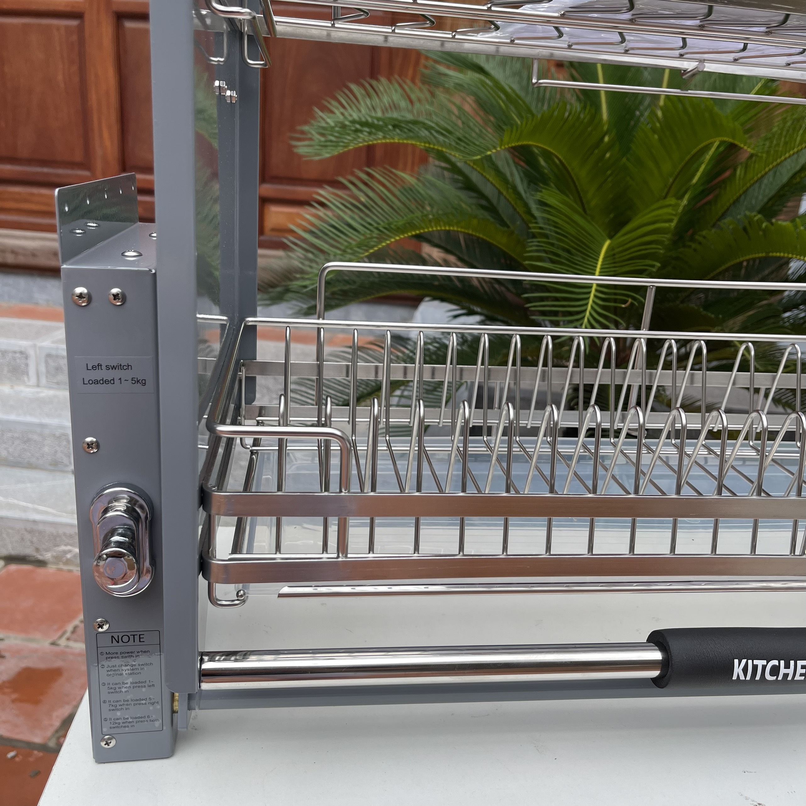 Kệ Chén Nâng Hạ, Giá Bát Đĩa Nâng Hạ KITCHENGO INOX KHÔNG GỈ 304 - Mẫu Mới 2024 - Bảo Hành Viễn