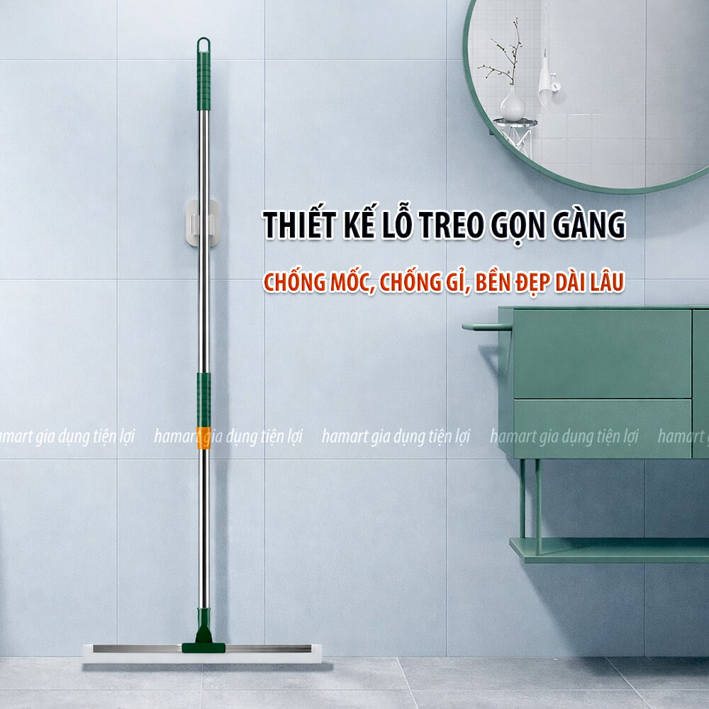Chổi Gạt Nước Sàn Nhà Silicone Lau Kính Cán Dài Đa Năng Hamart Xoay 180º Quét Tóc Gầm Giường Khe Ghế