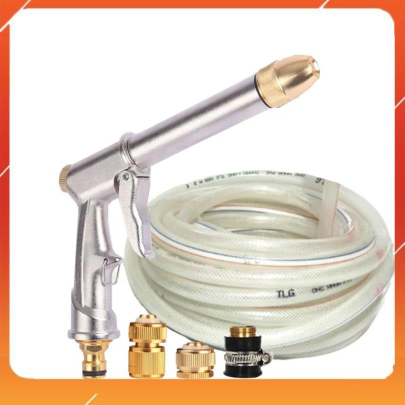 Vòi nước vòi phun nước rửa xe tưới cây tăng áp thông minh + bộ dây bơm nước cao cấp TLG 206810 đầu đồng,cút đồng