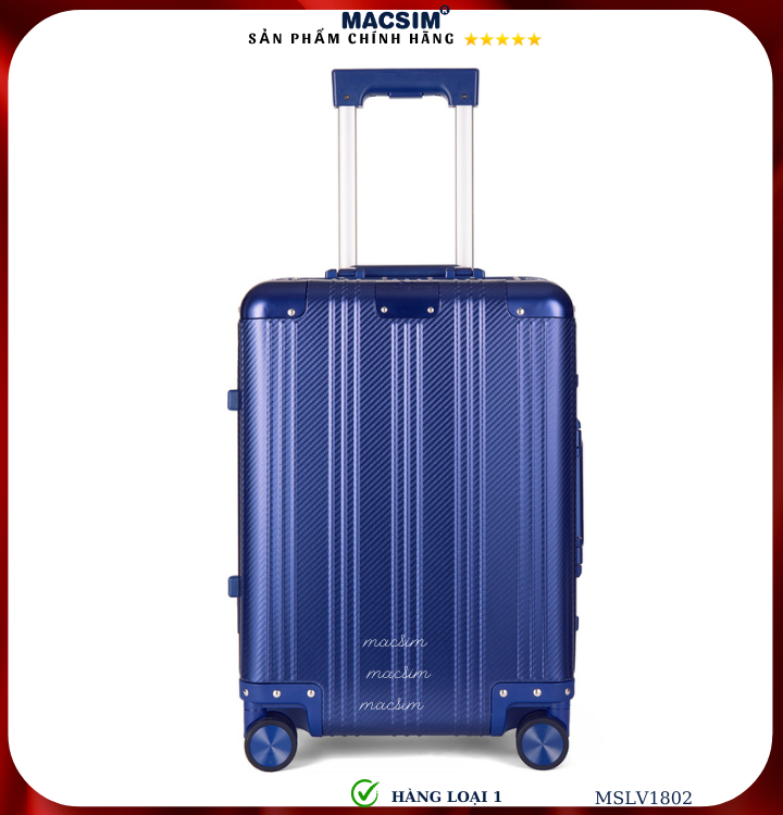 Vali hợp kim nhôm cao cấp Macsim MSLV1802 cỡ 20 inches màu xanh blue hàng loại 1