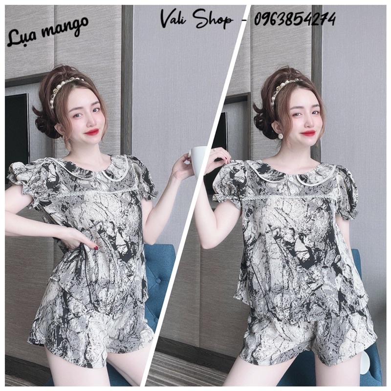 Đồ ngủ mặc nhà lụa mango hoạ tiết freesize 42-57kg