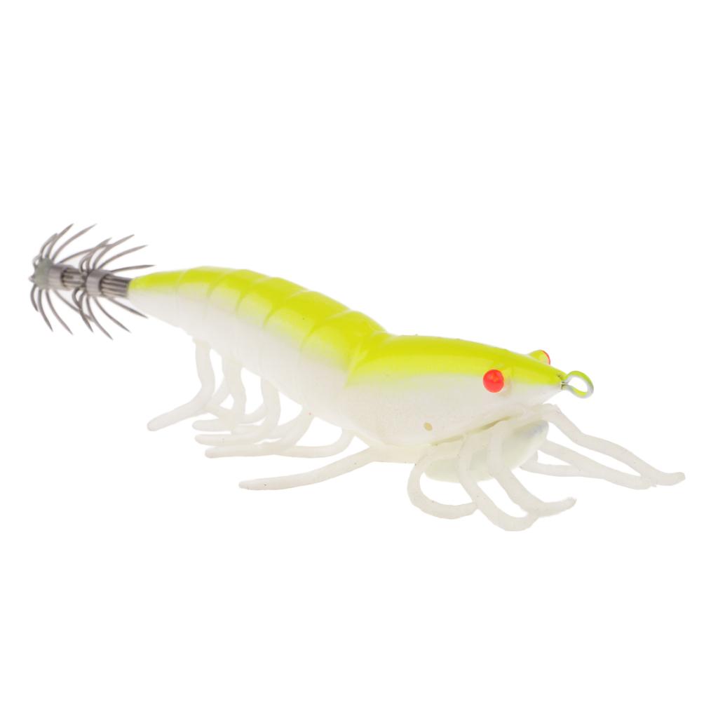 Simulation Shrimp Squid Jigs Squid Fishing Hook with Luminous Legs & 3D Eyes