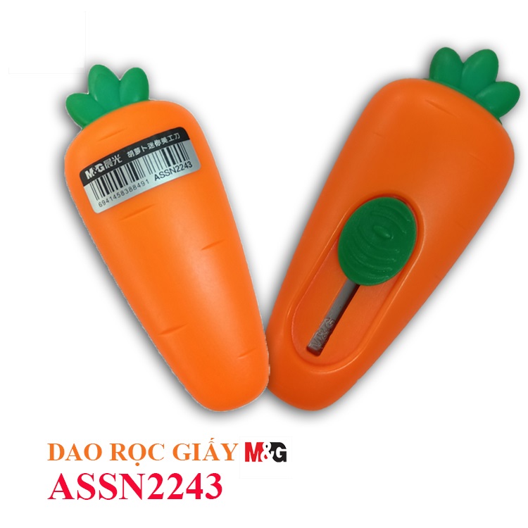 Dao rọc giấy M&G ASSN2243/ ASSN2242 mini lưỡi ngắn và lưỡi dài 9 mm , hình củ Cà Rốt