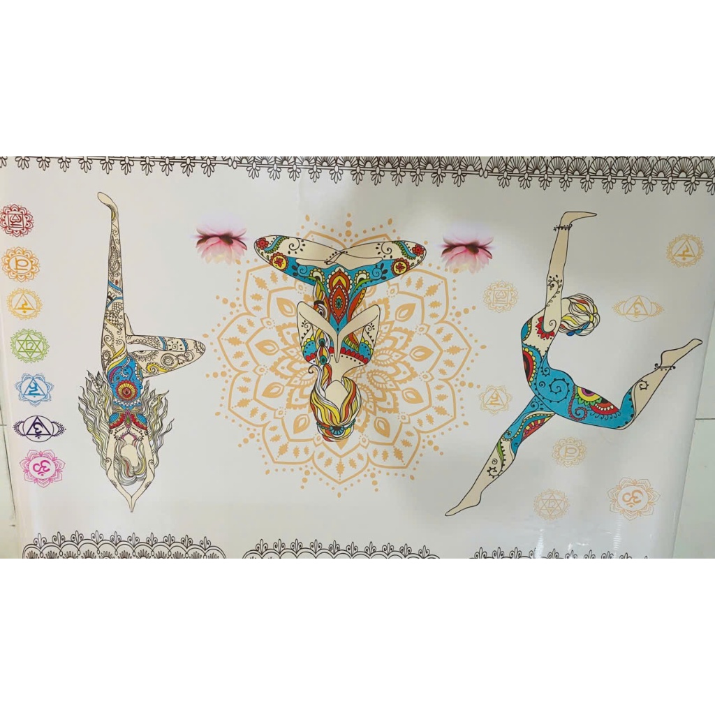 (CÓ ẢNH THẬT)Tranh dán tường yoga 3 trang trí decor phòng tập có sẵn keo dán