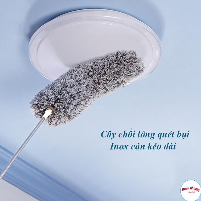 Sỉ 5 Chổi quét trần bằng sợi vải siêu nhỏ với đầu gập 90 độ, inox cán dài tiện dụng cao cấp - Buôn Rẻ - 00989