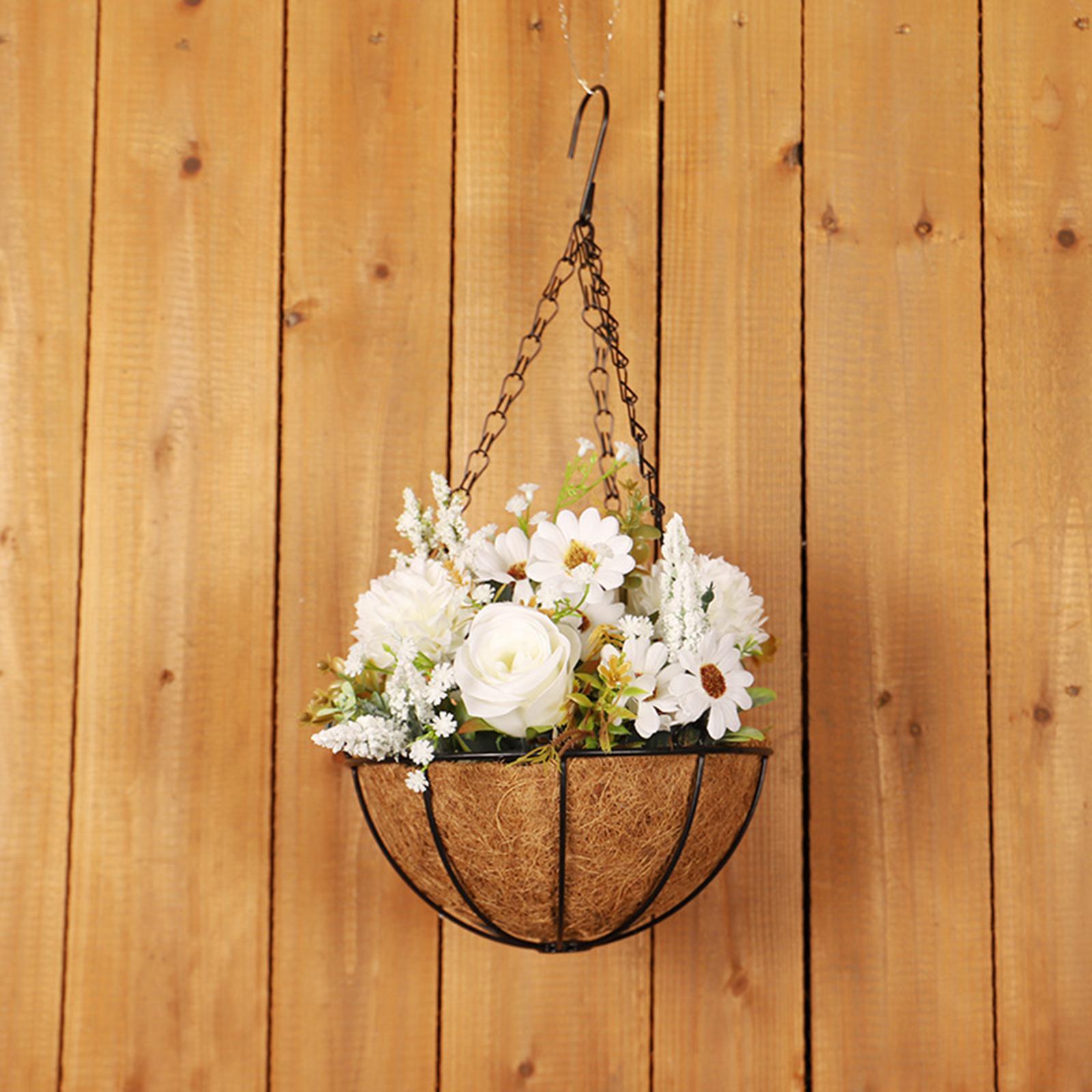 Flower Basket Wreath Spring Wreath Artificial Flower Arrangement Door Hanger Basket Wreath Farmhouse Wreath for Wedding Porch Outside Party