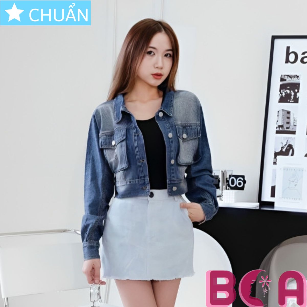 Áo khoác Jeans lửng nữ K27 ROSATA tại BCASHOP thiết kế thời trang và cá tính, năng động