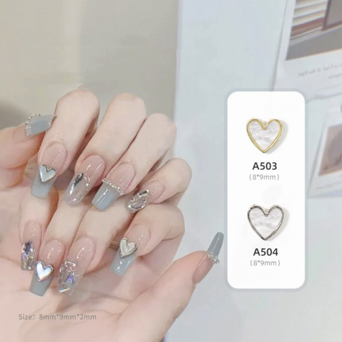 Charm đá nail hình trái tim đính móng tay 10 viên Ngẫu nhiên 1147