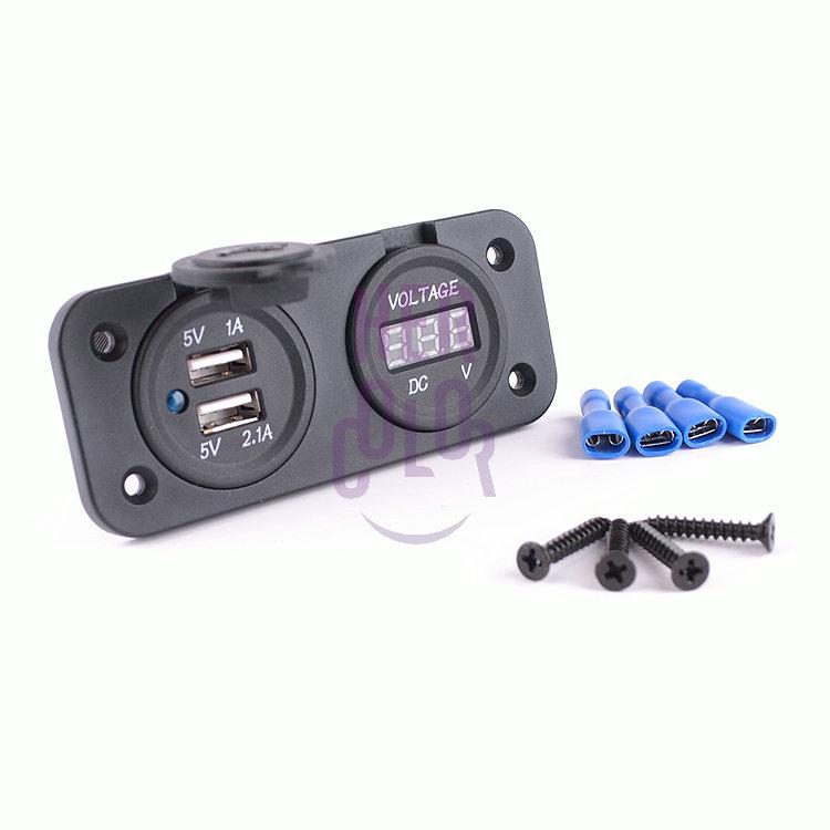 12-24V 3.1A Car Motorcycle Dual USB Charger With