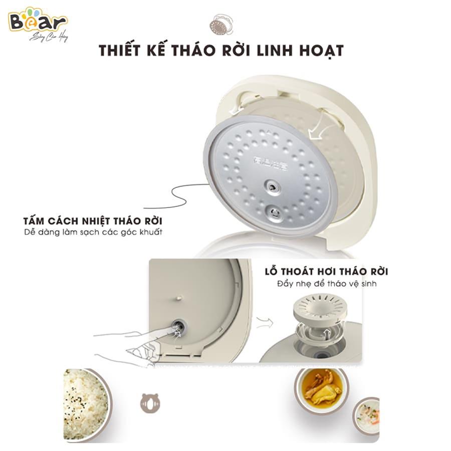 Nồi cơm điện mini Bear 2L, 8 chế độ nấu, giữ ấm 24h, Anh Lam Store - Hàng nhập khẩu